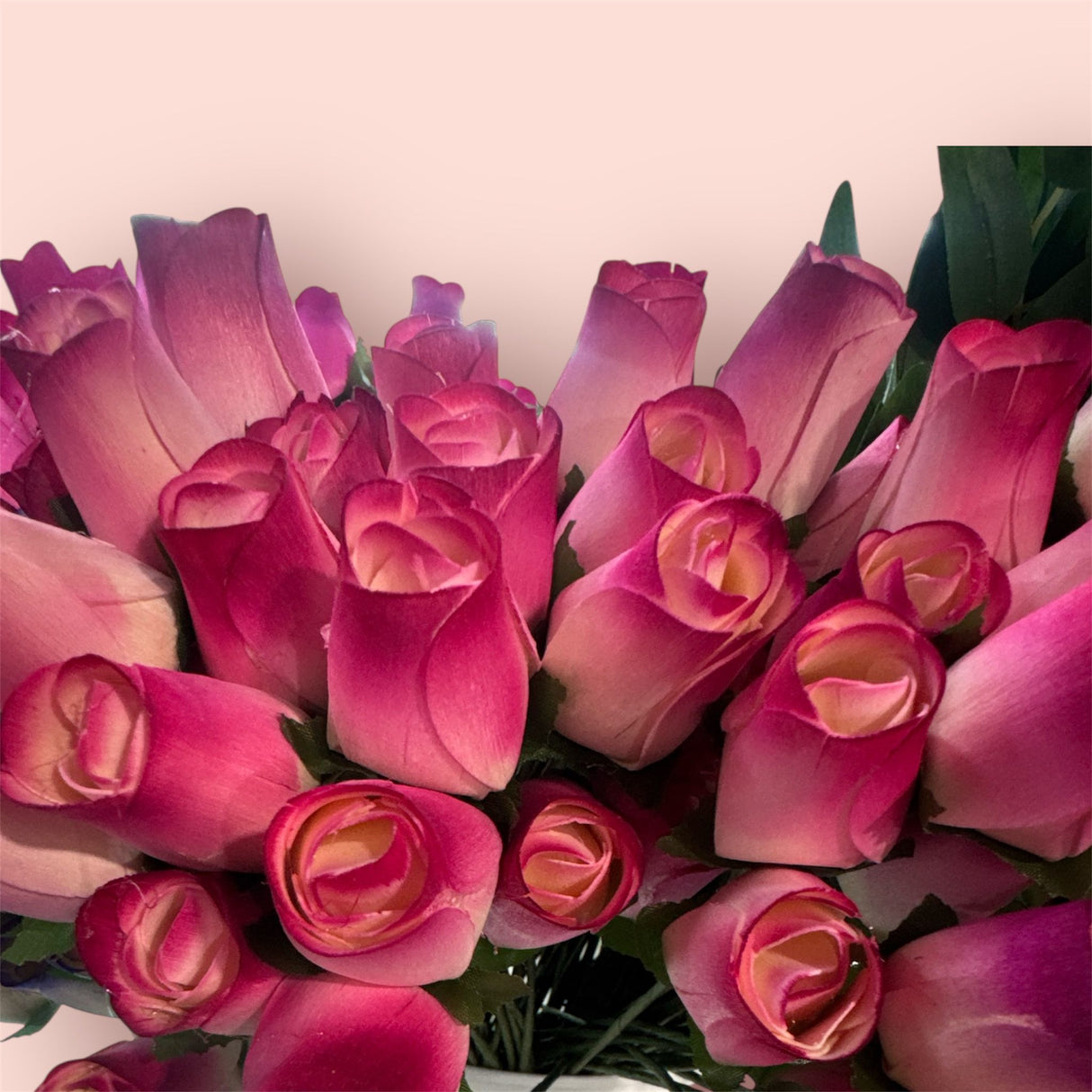 Roses Realistic Big Bud Wooden White & Maroon (Single or Bouquet)