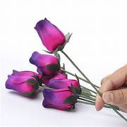 Roses Realistic Small Bud Wooden Roses Dark Pink & Purple ( Single or Bouquet)