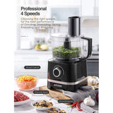 AICOOK 16 Functions Food Processor, 700W, 12-Cup Food Chopper with 4 Speeds for Chopping, Pureeing, Mixing, Shredding, MODEL: FP202SA - AGSWHOLESALE