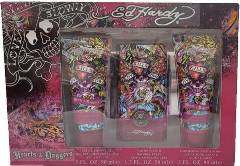 Ed Hardy Hearts & Daggers 3pcs Gift Set 50ml Eau De Toilette, 90ml Shower Gel, 90ml Body Lotion