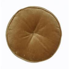 Velvet Round Throw Pillow Dark Tan Cotton, Indoor, Sewn Seam Closure