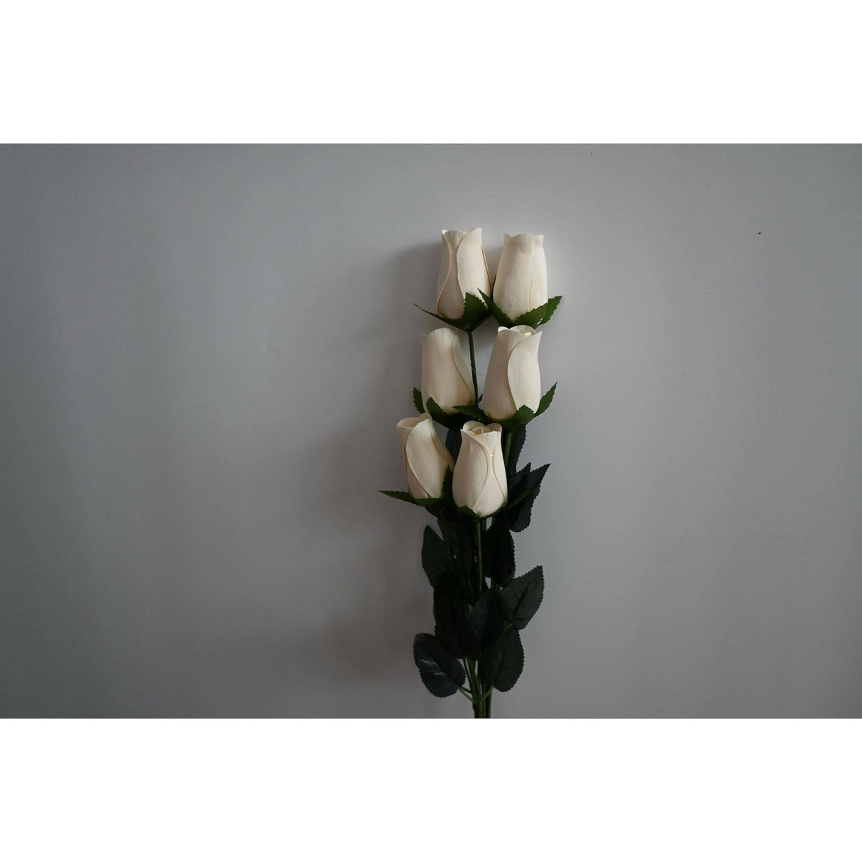 Roses Realistic Big Bud Wooden Roses White (Single or Bouquet)